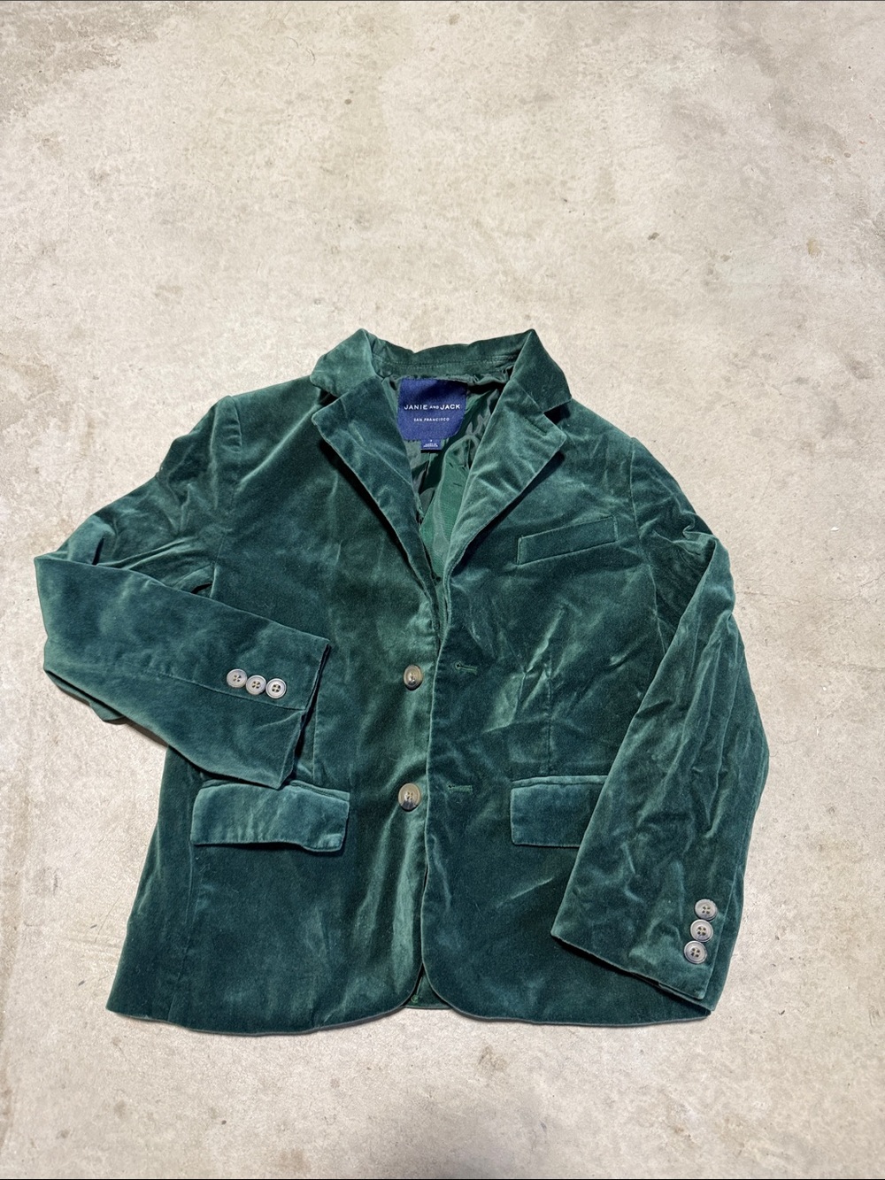 Janie and Jack Velvet Blazer in Deep Green